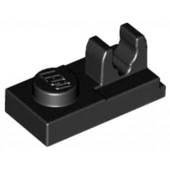 plaat 1x2 met clip bovenop black